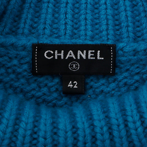 CHANEL Size42 knit blue WS9796