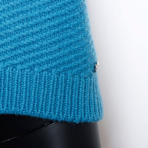 CHANEL Size42 knit blue WS9796