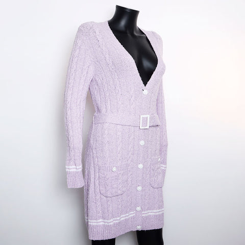 CHANEL Size 36 Cotton with belt cardigan purple WS9800