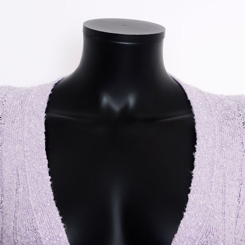Chanel Size36 Cotton Belted Cardigan Purple WS9800
