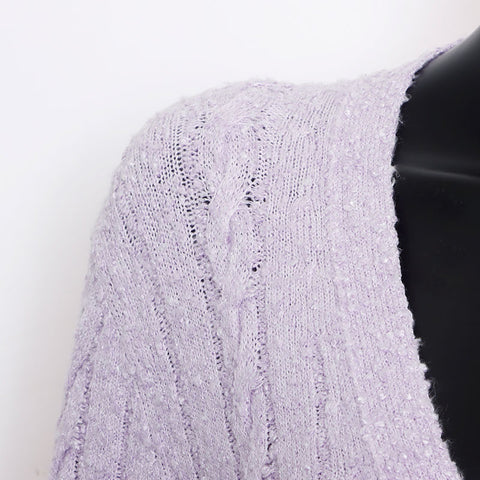 Chanel Size36 Cotton Belted Cardigan Purple WS9800