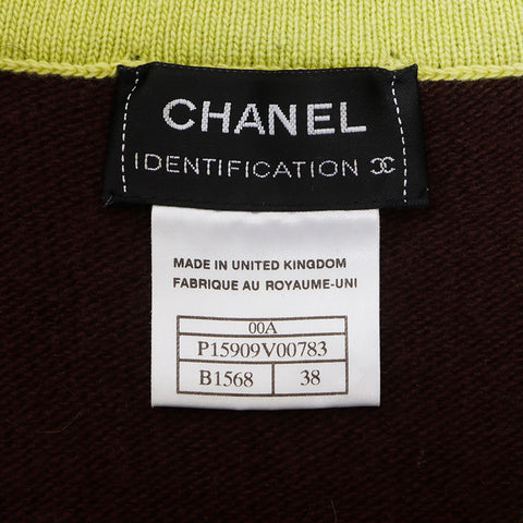 Chanel Size38 00A Sweater Knit Logo Cardigan Brown WS9803