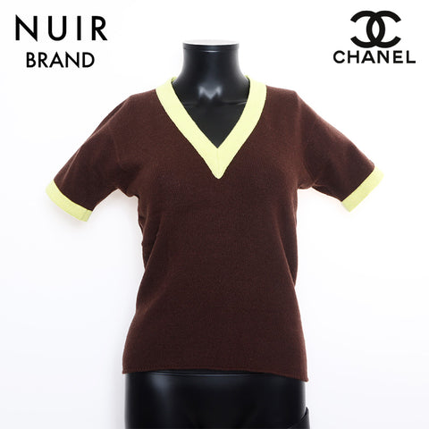 Chanel Size38 00A Sweater Knit Logo Cardigan Brown WS9803