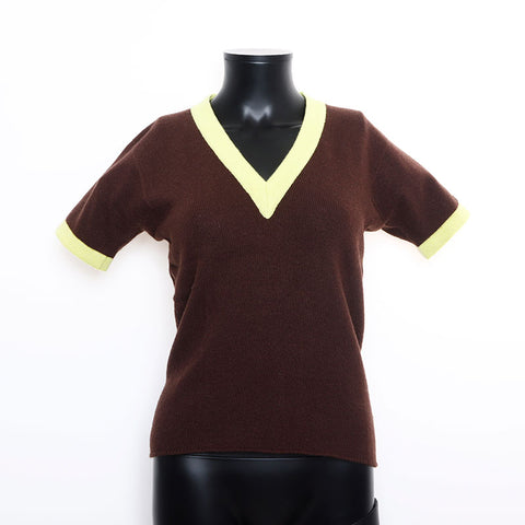 Chanel Size38 00A Sweater Knit Logo Cardigan Brown WS9803