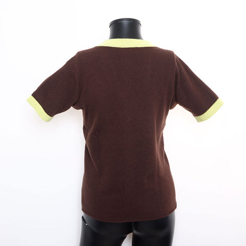 CHANEL Size38 00A Sweater Knit Logo cardigan Brown WS9803