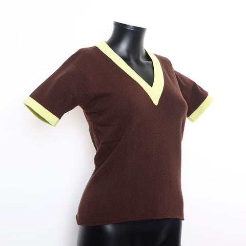 CHANEL Size38 00A Sweater Knit Logo cardigan Brown WS9803