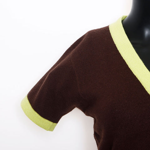 CHANEL Size38 00A Sweater Knit Logo cardigan Brown WS9803