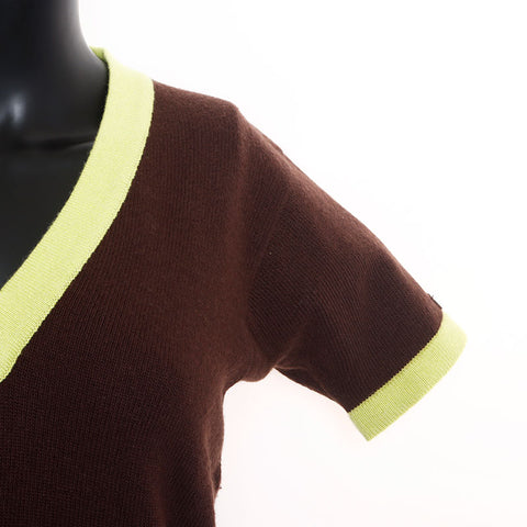Chanel Size38 00A Sweater Knit Logo Cardigan Brown WS9803