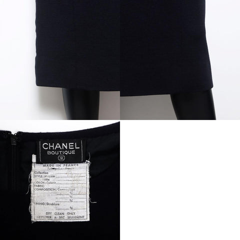 Chanel size36 veste robe costume ensemble ruban noir ws9804