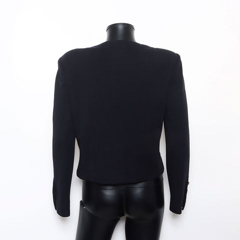 CHANEL Size36 Jacket Dress Suit Ribbon setup black WS9804