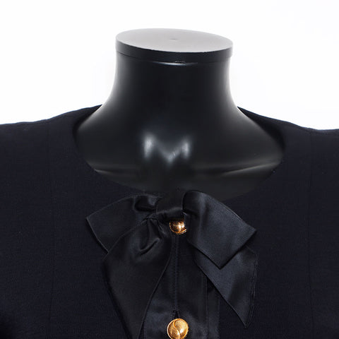 Chanel size36 veste robe costume ensemble ruban noir ws9804