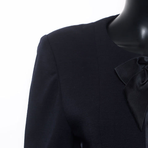 CHANEL Size36 Jacket Dress Suit Ribbon setup black WS9804