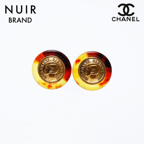 CHANEL 97P Coin Round Earring gold WS9809
