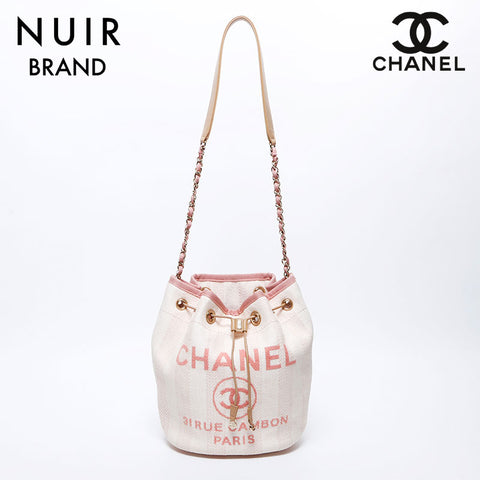 シャネル CHANEL 29番台 キャンバス ドーヴィル バケットバッグ ショルダーバッグ ピンク WS9814