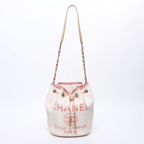 シャネル CHANEL 29番台 キャンバス ドーヴィル バケットバッグ ショルダーバッグ ピンク WS9814