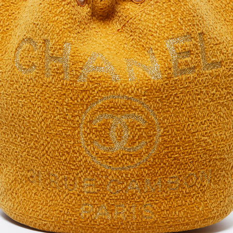 シャネル CHANEL 28番台 ツイード ドーヴィル バケットバッグ ショルダーバッグ イエロー WS9821