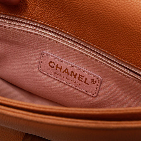 Chanel CHANEL No. 23 Caviar Skin 2way Chain Top Coco Handle Shoulder Bag Orange WS9830