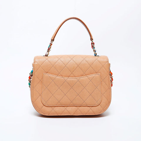 Chanel CHANEL No. 23 Caviar Skin 2way Chain Top Coco Handle Shoulder Bag Orange WS9830
