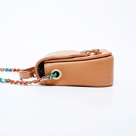 Chanel CHANEL No. 23 Caviar Skin 2way Chain Top Coco Handle Shoulder Bag Orange WS9830