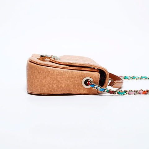 Chanel CHANEL No. 23 Caviar Skin 2way Chain Top Coco Handle Shoulder Bag Orange WS9830