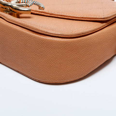 Chanel CHANEL No. 23 Caviar Skin 2way Chain Top Coco Handle Shoulder Bag Orange WS9830