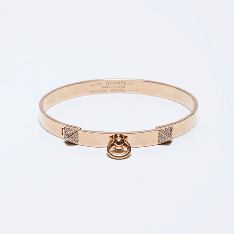 Hermes Hermes AU750 48d0.24ct Corried Cyan Bangle Gold WS9846