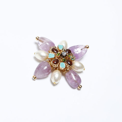 CHANEL 05P Color Stone Gripoa Flower Brooch multicolor WS9850