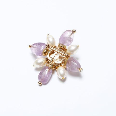 CHANEL 05P Color Stone Gripoa Flower Brooch multicolor WS9850