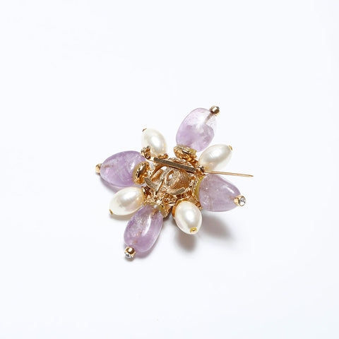 CHANEL 05P Color Stone Gripoa Flower Brooch multicolor WS9850