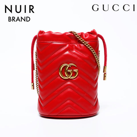 Gucci GG logo Heart Mini Bucket Bag Marmot Shoulder Bag Red