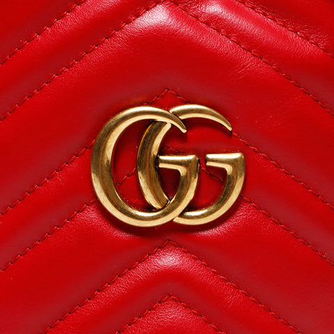 Gucci GG徽标心脏迷你桶袋Marmot肩带红色WS9857