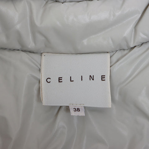 セリーヌ CELINE フェザー マカダム ロゴ 刺繍 ミドル丈 Size:38 ダウンジャケット ホワイト WS9858