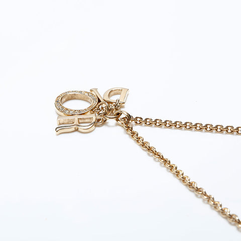 Christian Dior Vintage Charm Righestone Collier Gold WS9860