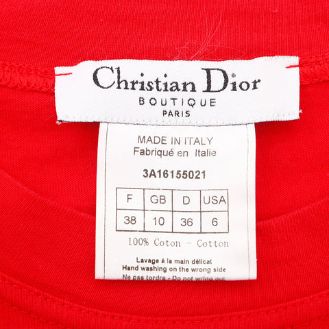 クリスチャンディオール Christian Dior Size:38 スタッズ ロゴ コットン J'A DORE 半袖Ｔシャツ レッド WS9879