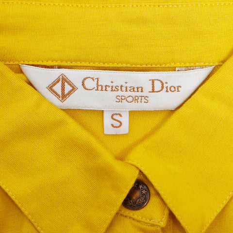 Christian Dior Christian Dior Logo besticktes Poloshirt Langarm Shirt gelb WS9884