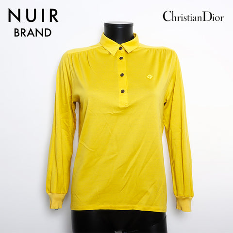 Christian Dior Christian Dior Logo besticktes Poloshirt Langarm Shirt gelb WS9884