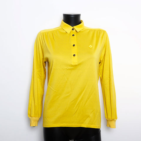 Christian Dior Christian Dior Logo besticktes Poloshirt Langarm Shirt gelb WS9884