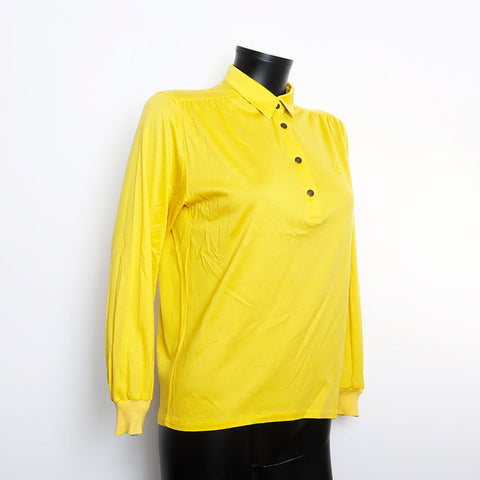 Christian Dior Christian Dior Logo besticktes Poloshirt Langarm Shirt gelb WS9884