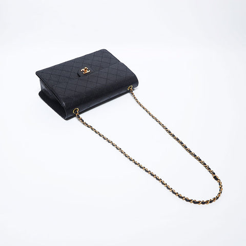 Chanel Chanel n ° 5 caviar peau jumbo matelasse chaîne de rabat à stitch sauvage sache d'épaule noir ws9892