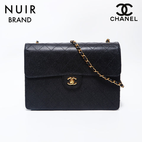 Chanel Chanel n ° 5 caviar peau jumbo matelasse chaîne de rabat à stitch sauvage sache d'épaule noir ws9892
