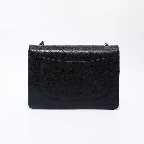 Chanel Chanel n ° 5 caviar peau jumbo matelasse chaîne de rabat à stitch sauvage sache d'épaule noir ws9892
