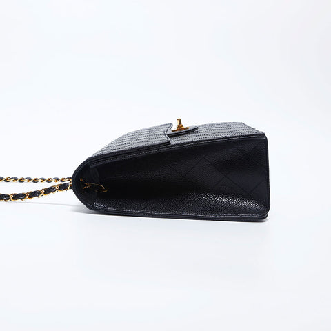 Chanel Chanel n ° 5 caviar peau jumbo matelasse chaîne de rabat à stitch sauvage sache d'épaule noir ws9892