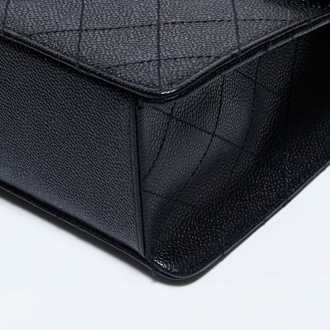 Chanel Chanel n ° 5 caviar peau jumbo matelasse chaîne de rabat à stitch sauvage sache d'épaule noir ws9892