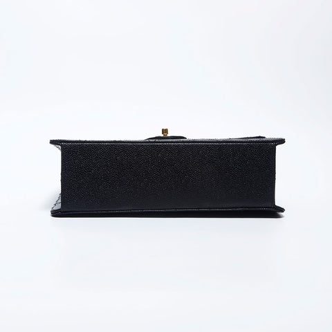 Chanel Chanel n ° 5 caviar peau jumbo matelasse chaîne de rabat à stitch sauvage sache d'épaule noir ws9892