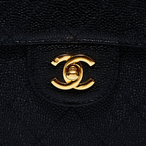 Chanel Chanel n ° 5 caviar peau jumbo matelasse chaîne de rabat à stitch sauvage sache d'épaule noir ws9892