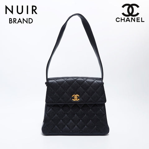 シャネル CHANEL 4番台 キャビアスキン マトラッセ ショルダーバッグ ブラック WS9893