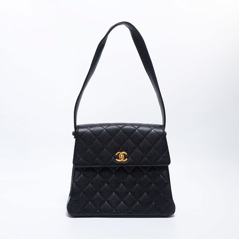 香奈儿香奈儿（Chanel Chanel）第4个鱼子酱皮肤Matelasse肩带黑色WS9893