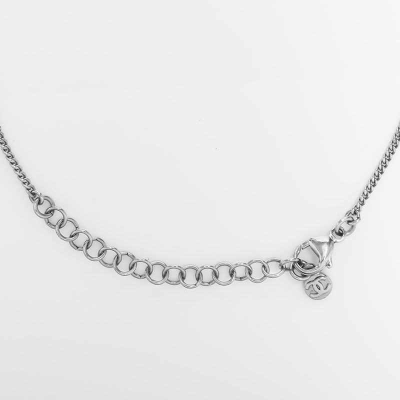 シャネル CHANEL ココマーク ラインストーン ネックレス シルバー