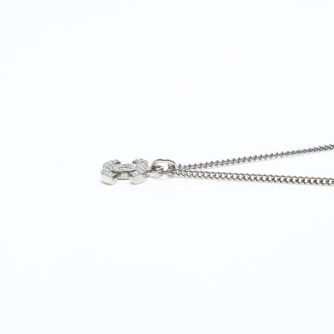CHANEL COCO Mark Rhinestone 09V Necklace Silver WS9899