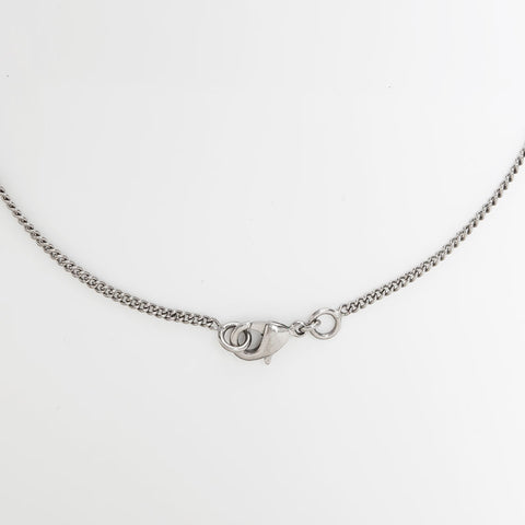 CHANEL COCO Mark Rhinestone 09V Necklace Silver WS9899